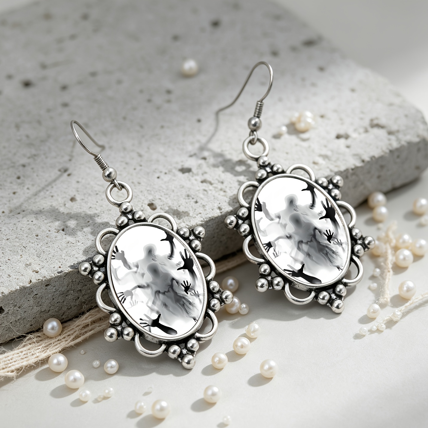 Gothic Palm Print Round Earrings